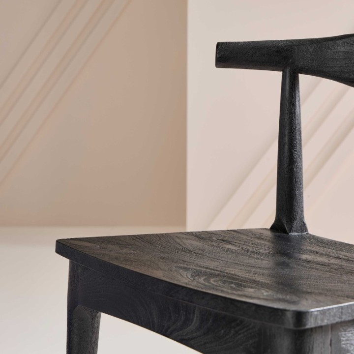 Lot de 2 chaises en acacia massif noir LUCIEN