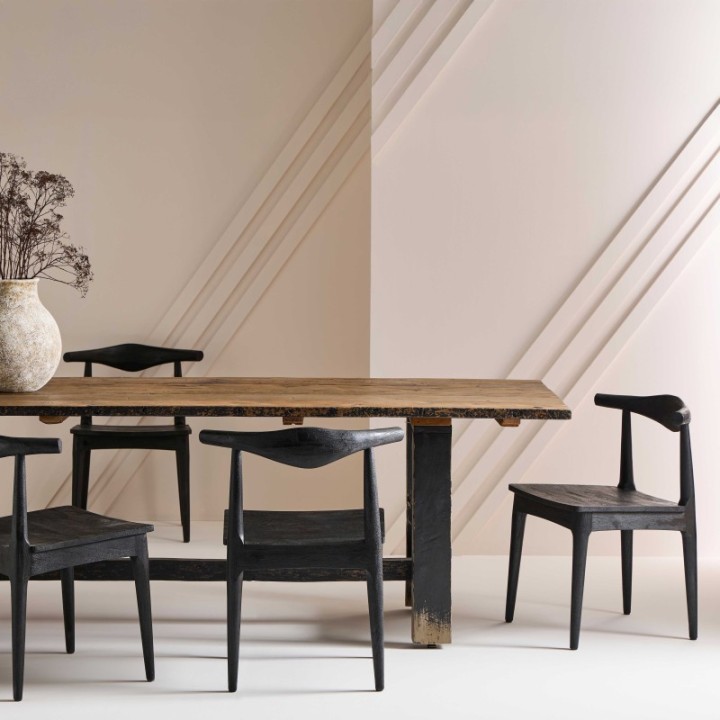 Lot de 2 chaises en acacia massif noir LUCIEN