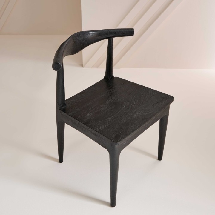 Lot de 2 chaises en acacia massif noir LUCIEN