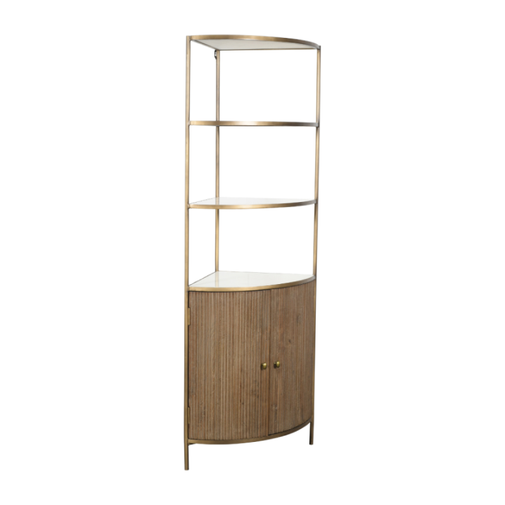 Etagère d'angle en manguier et marbre BUREN