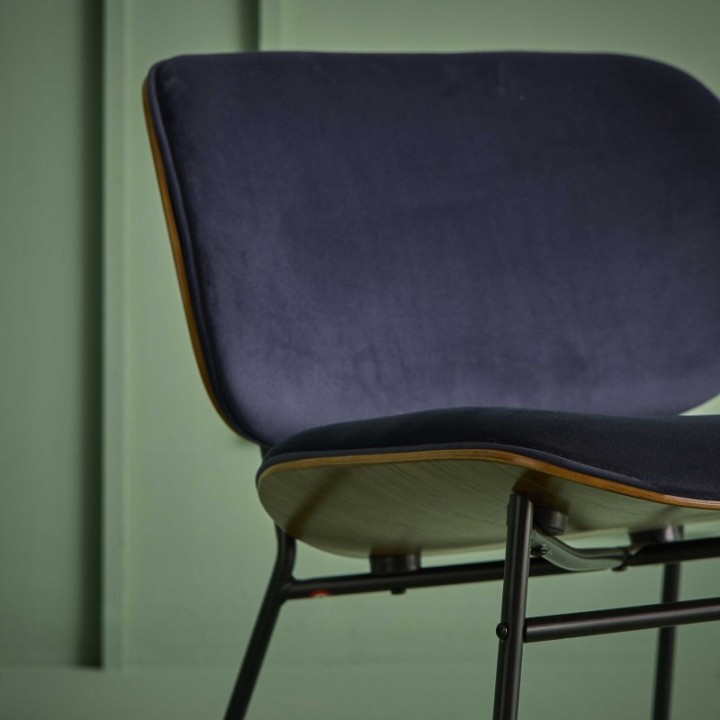 Fauteuil Serge velours bleu