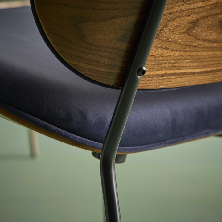 Fauteuil Serge velours bleu