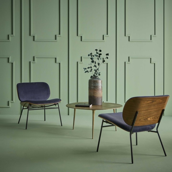 Fauteuil Serge velours bleu