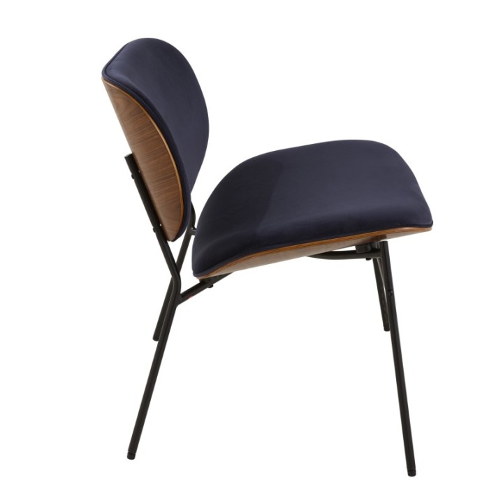 Fauteuil Serge velours bleu