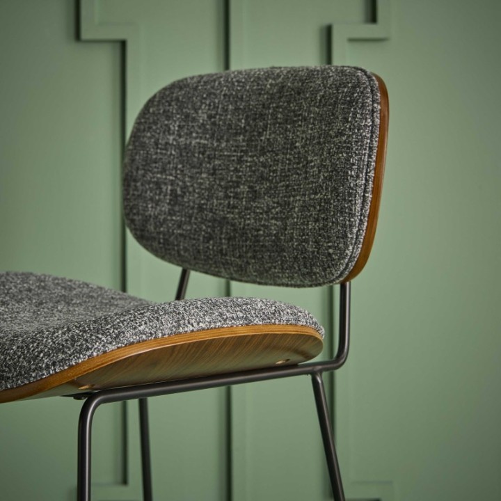 Chaise de comptoir en tissu gris Olympia