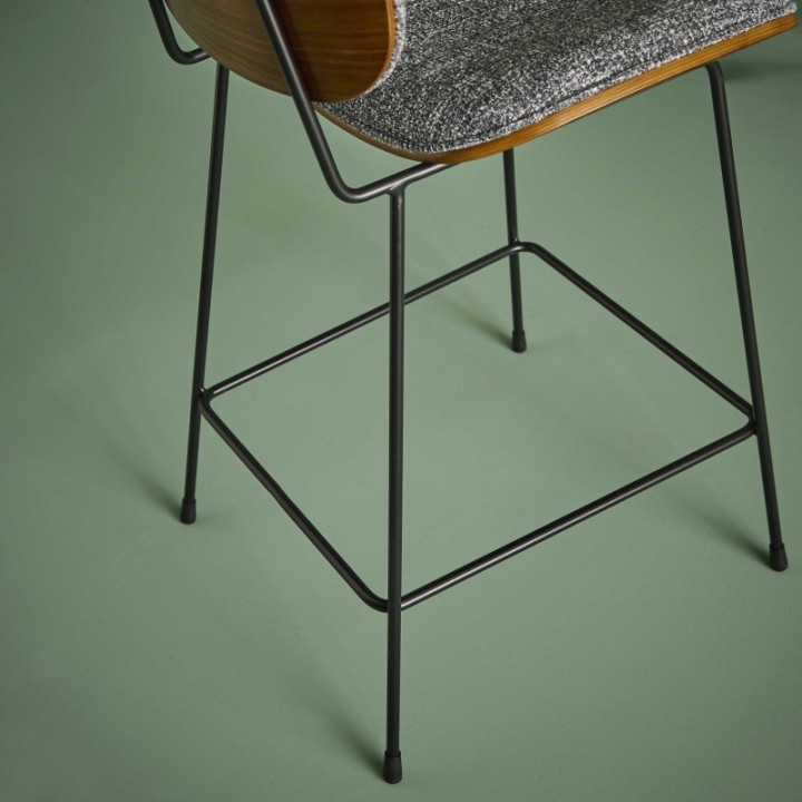Chaise de comptoir en tissu gris Olympia