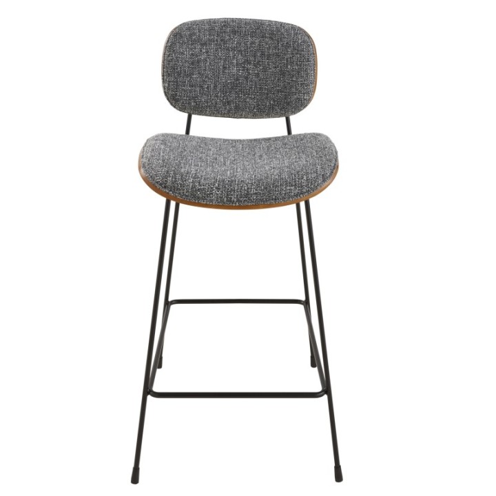 Chaise de comptoir en tissu gris Olympia