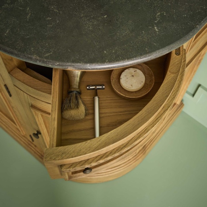 Meuble lavabo double en chêne et pierre bleue HAUSMANN