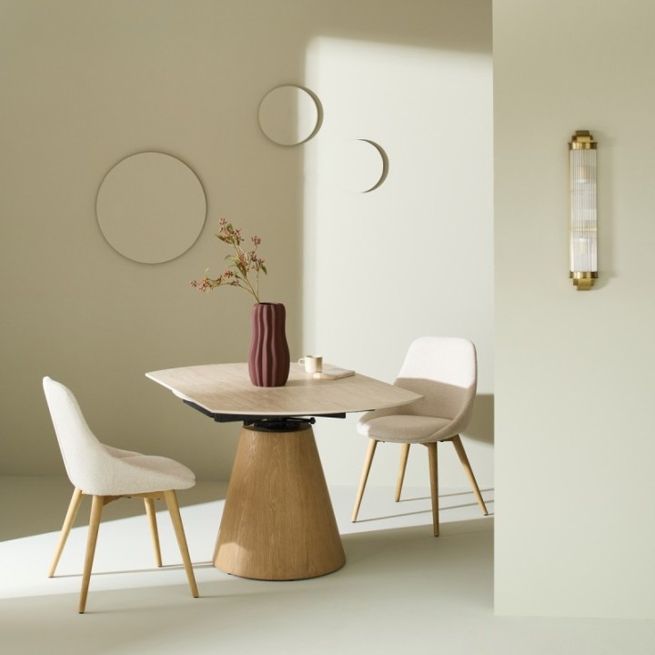 Table en céramique ronde avec allonges LUMIO