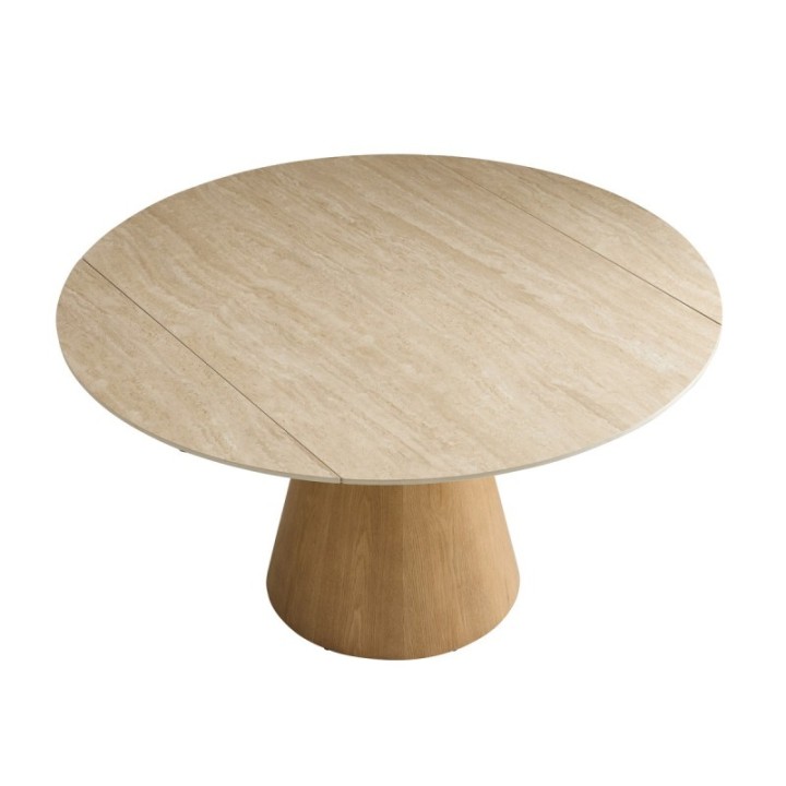 Table en céramique ronde avec allonges LUMIO