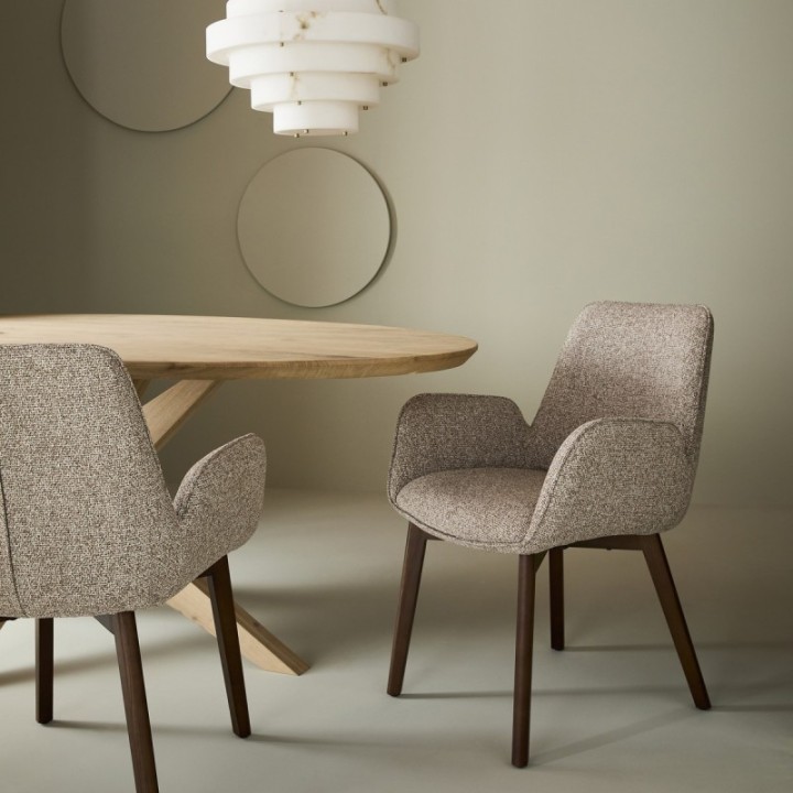 Lot de 2 chaises avec accoudoirs tapissée beige KARL