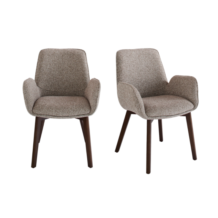 Lot de 2 chaises avec accoudoirs tapissée beige KARL