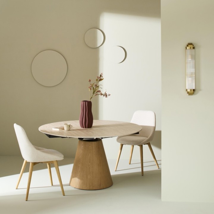 Table en céramique ronde avec allonges LUMIO