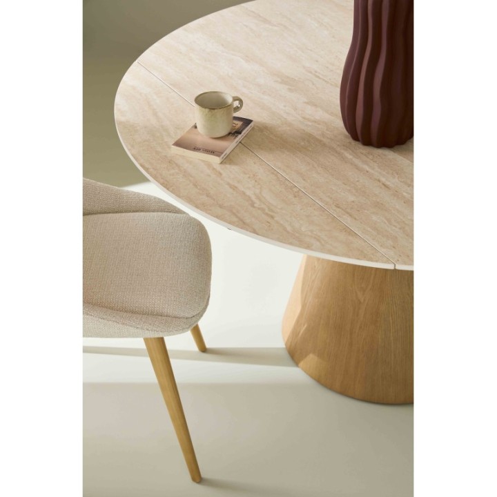 Table en céramique ronde avec allonges LUMIO