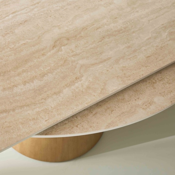 Table en céramique ronde avec allonges LUMIO