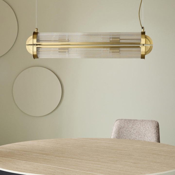Lustre en verre et métal chromé GRAND REX